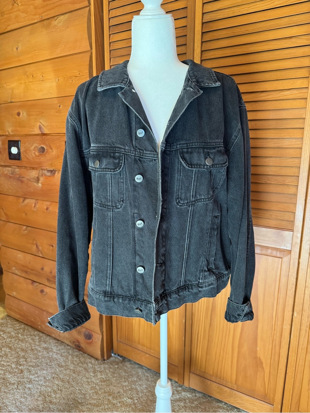 Reformation Black Washed Denim Oversized Jean Jacket